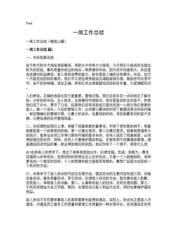 一周工作总结23篇