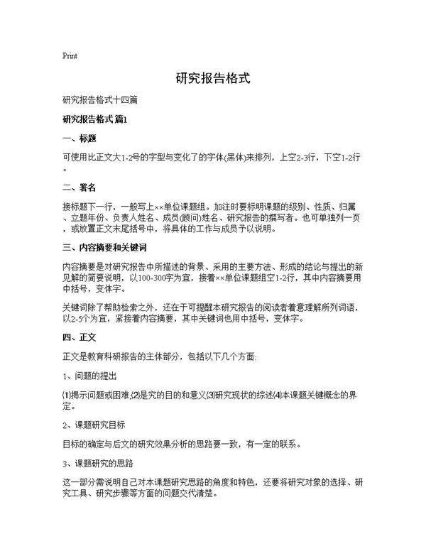 研究报告格式