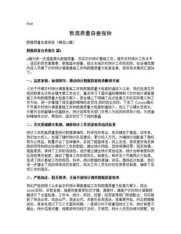 数据质量自查报告23篇