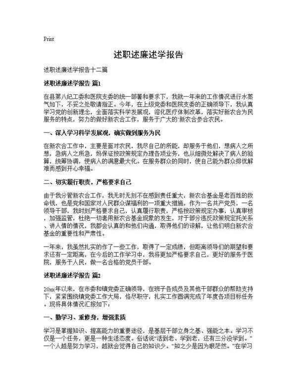 述职述廉述学报告