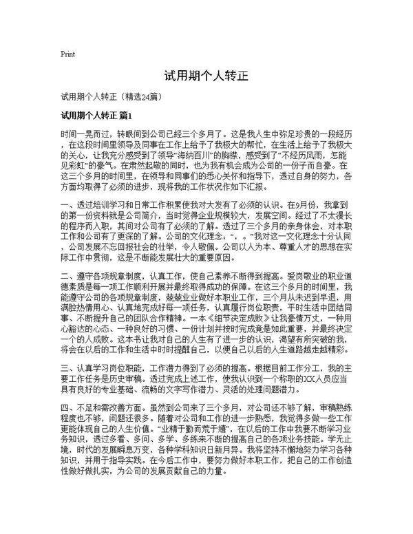 试用期个人转正24篇