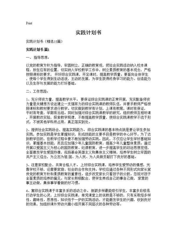 实践计划书15篇