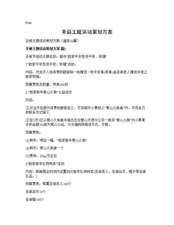 圣诞主题活动策划方案33篇