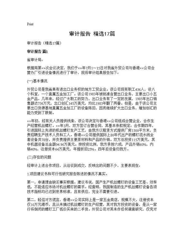 审计报告(精选17篇)