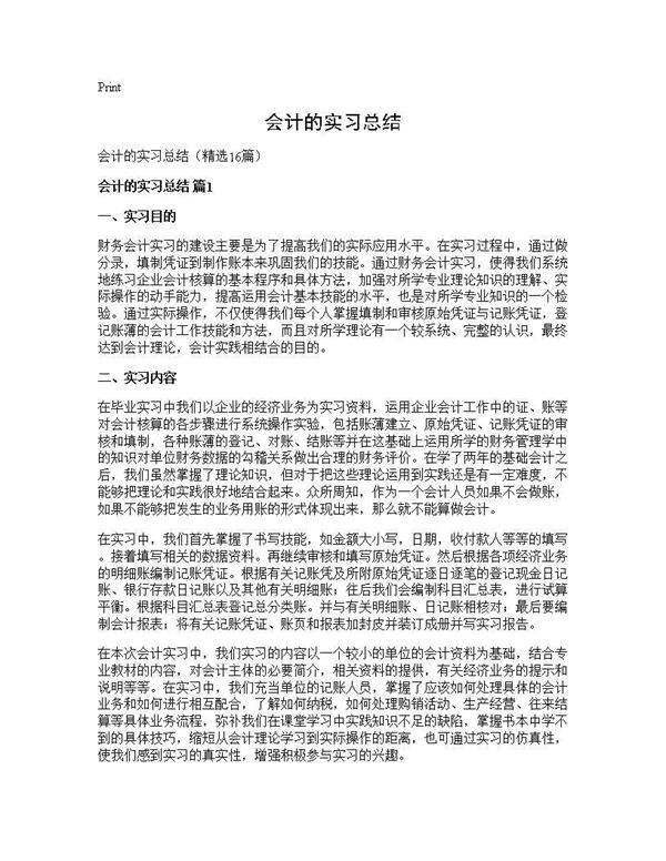 会计的实习总结16篇