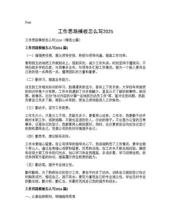 工作思路模板怎么写202432篇