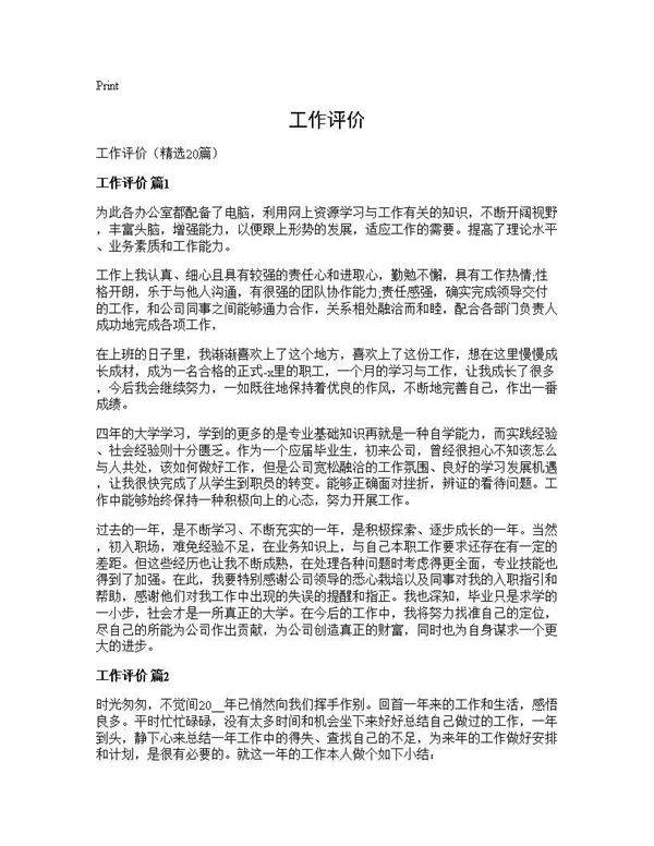 工作评价20篇