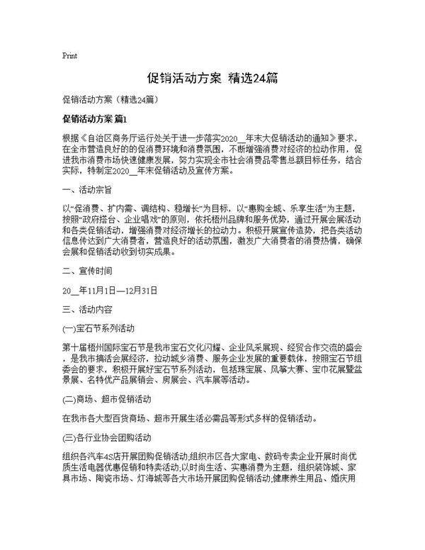 促销活动方案(精选24篇)