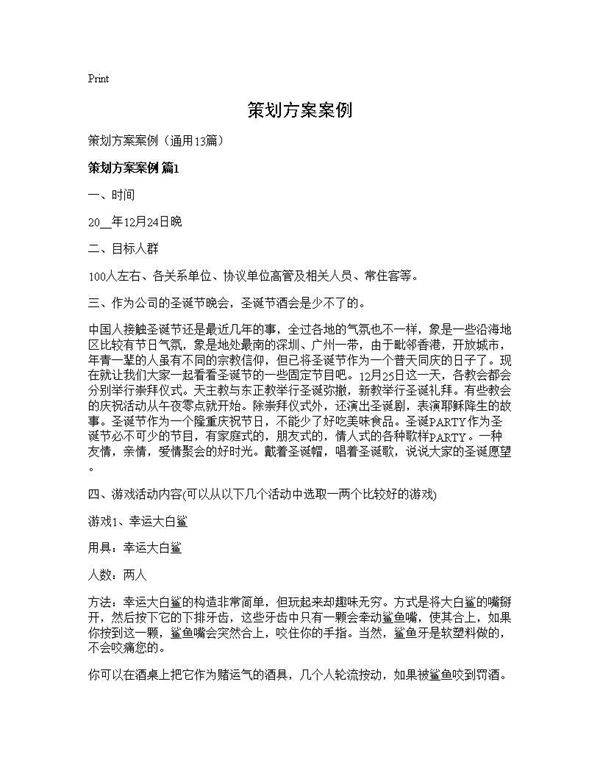 策划方案案例13篇