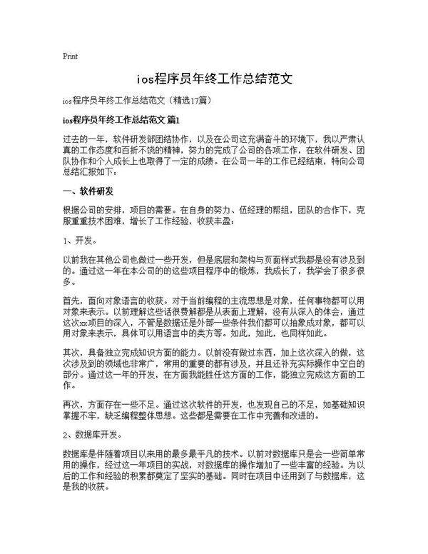ios程序员年终工作总结范文17篇