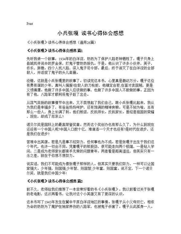 《小兵张嘎》读书心得体会感想26篇