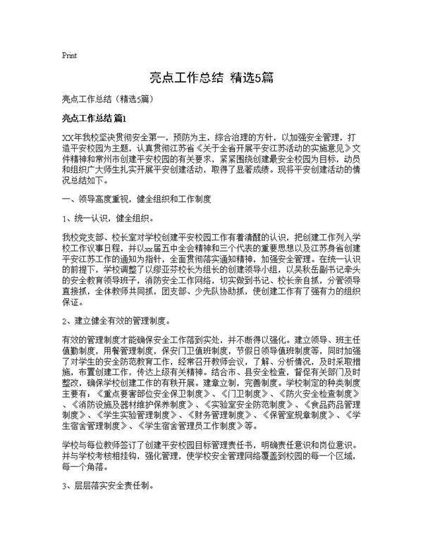 亮点工作总结(精选5篇)