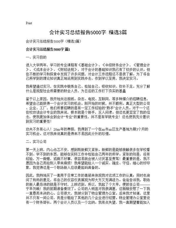 会计实习总结报告5000字(精选3篇)