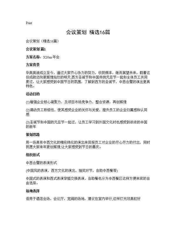 会议策划(精选16篇)