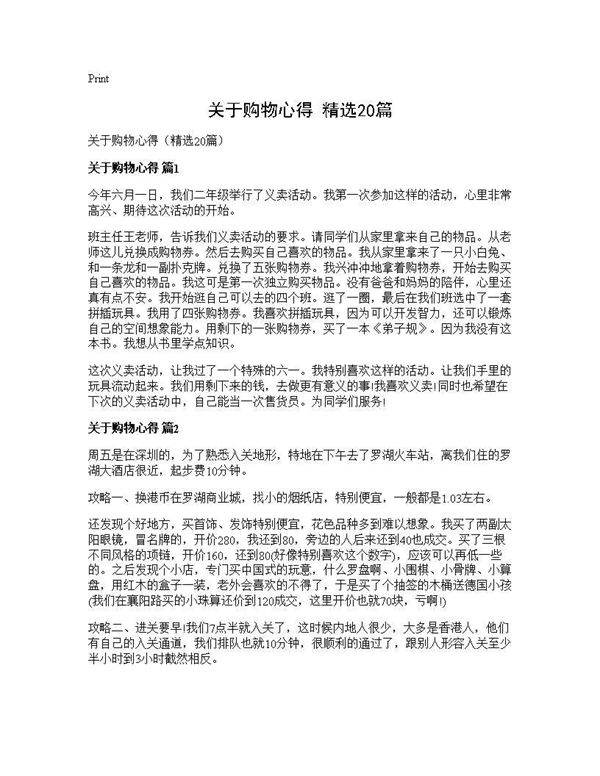 关于购物心得(精选20篇)