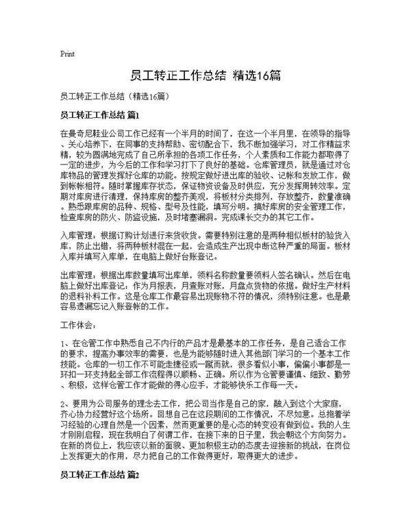 员工转正工作总结(精选16篇)