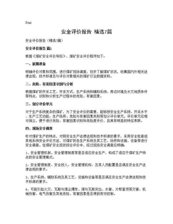 安全评价报告(精选7篇)