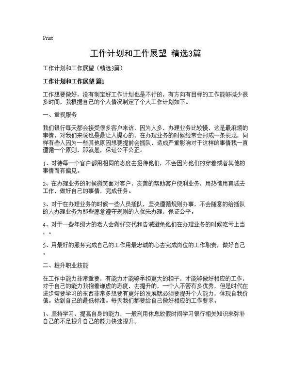 工作计划和工作展望(精选3篇)