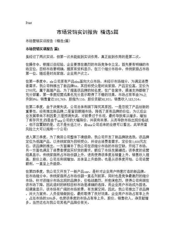 市场营销实训报告(精选5篇)