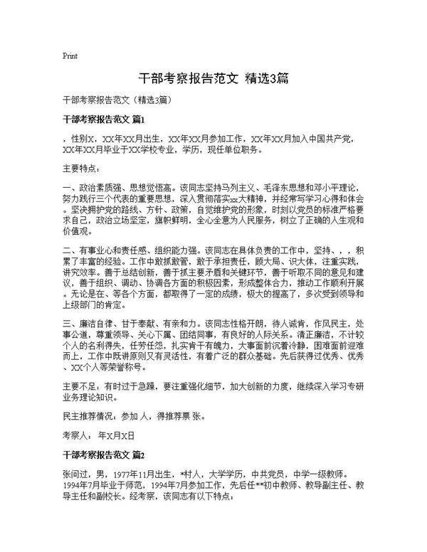 干部考察报告范文(精选3篇)