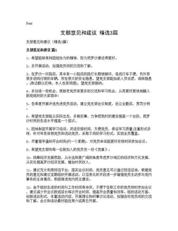 支部意见和建议(精选3篇)