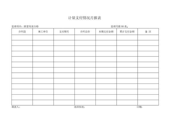 计量支付情况月报表