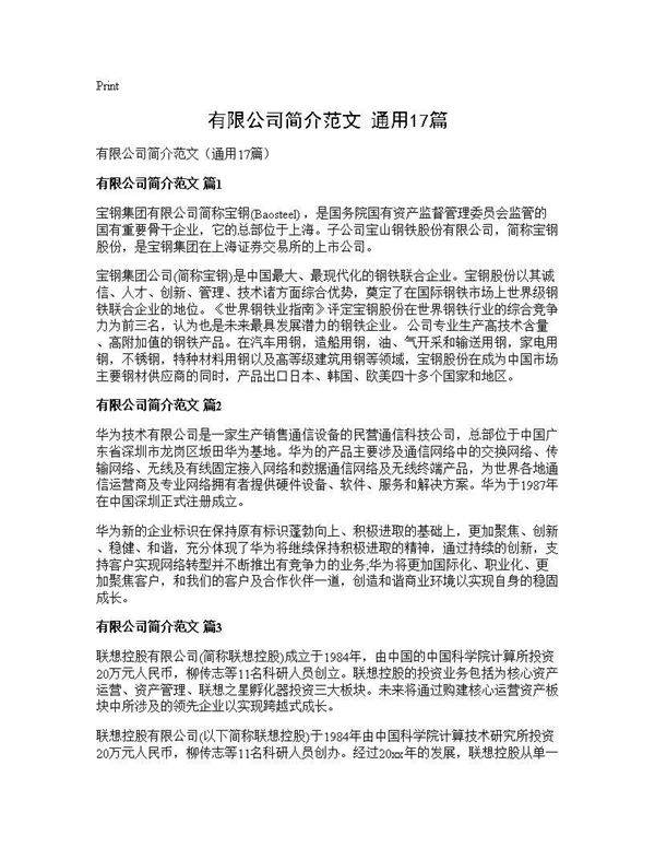 有限公司简介范文(通用17篇)