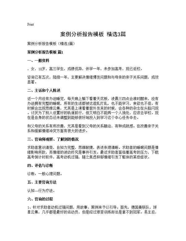 案例分析报告模板(精选3篇)