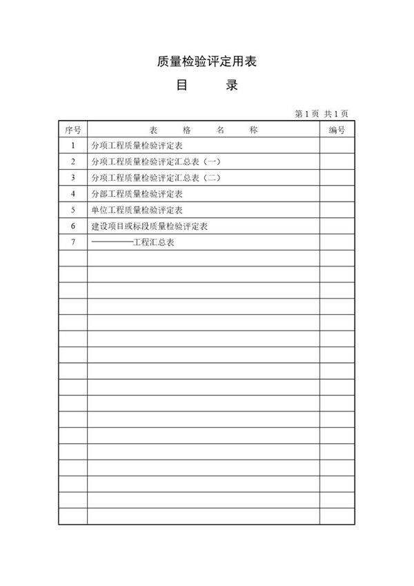 检验评定用表目录