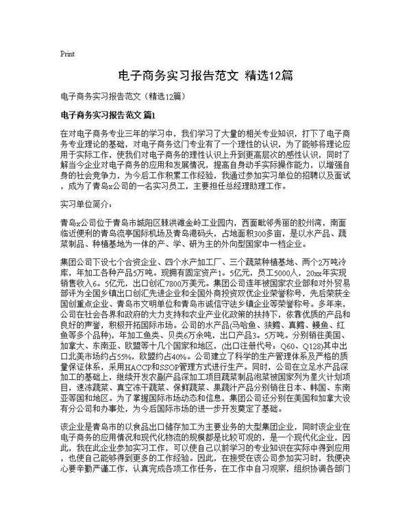 电子商务实习报告范文(精选12篇)