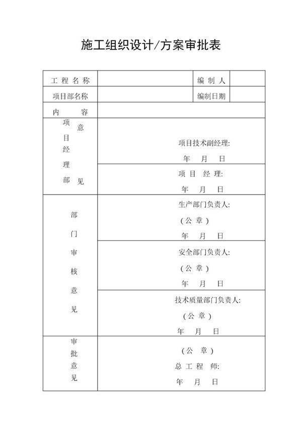 施工组织设计方案审批表