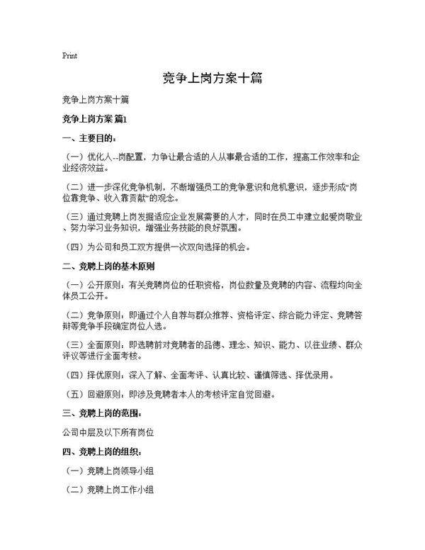 竞争上岗方案十篇