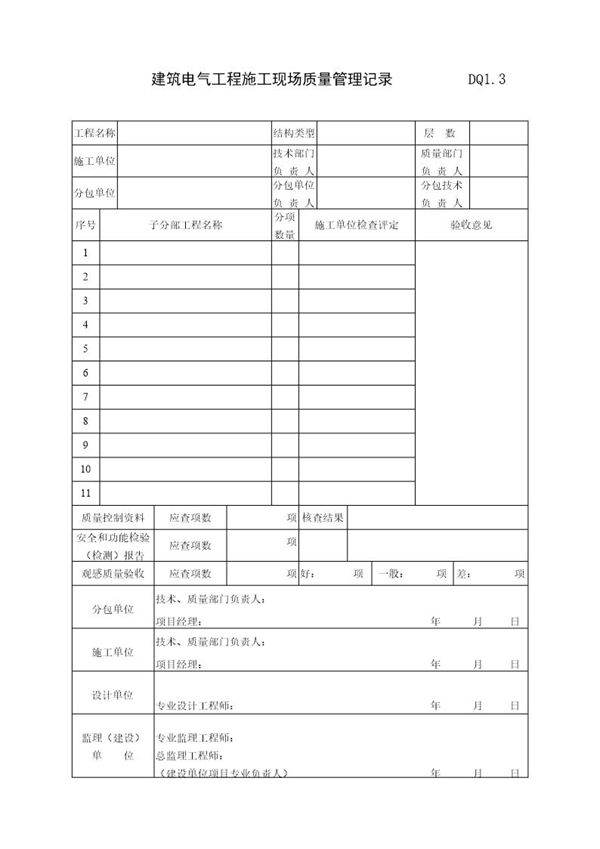 建筑电气分部工程质量验收记录
