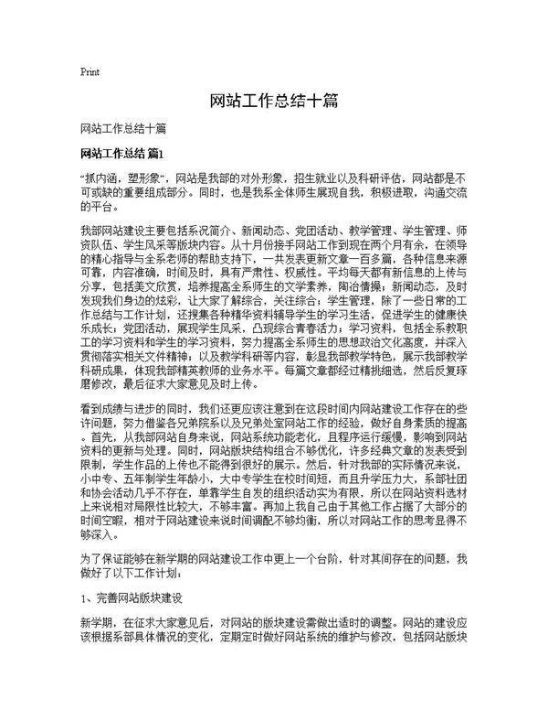 网站工作总结十篇