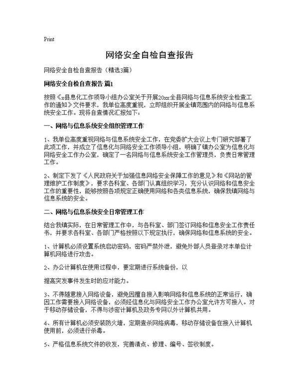 网络安全自检自查报告3篇