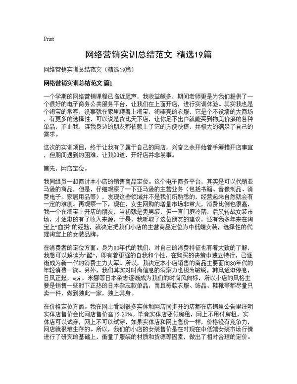 网络营销实训总结范文(精选19篇)