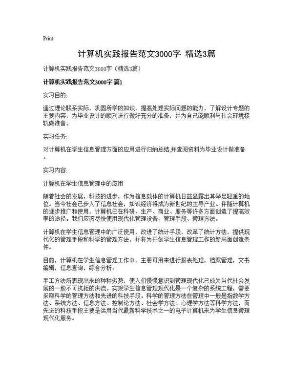 计算机实践报告范文3000字(精选3篇)