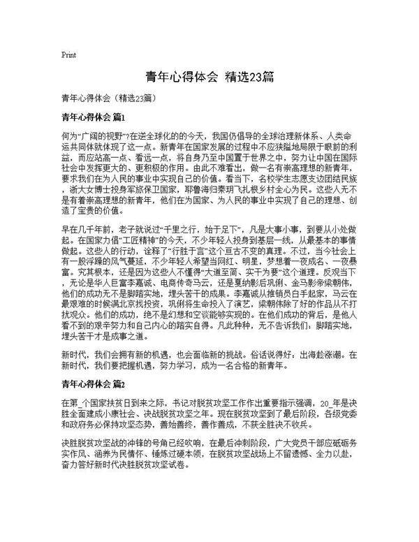 青年心得体会(精选23篇)