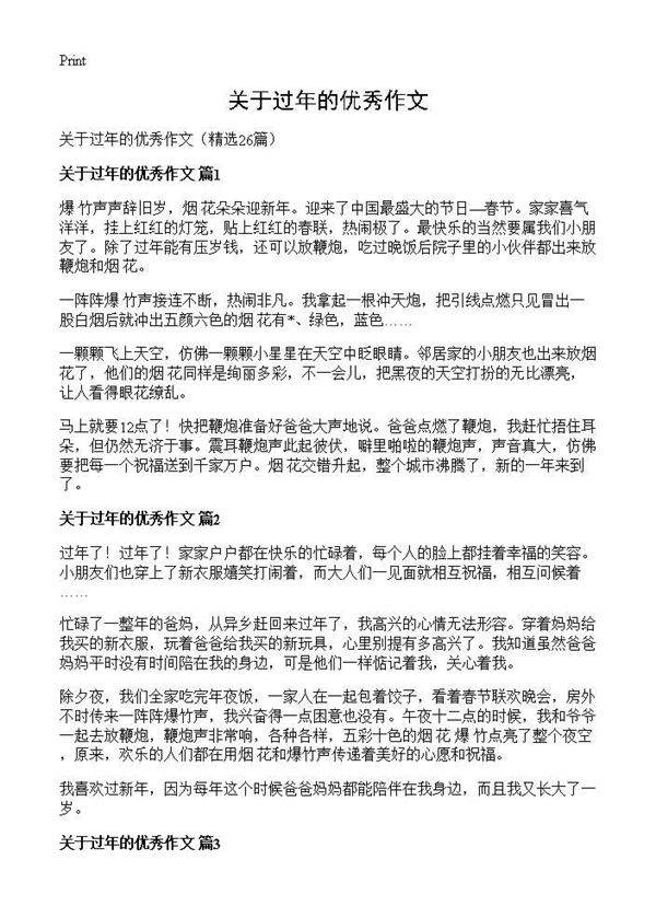关于过年的优秀作文26篇