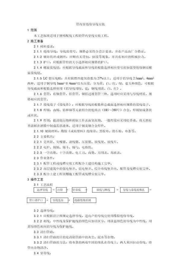 管内穿绝缘导线安装工艺