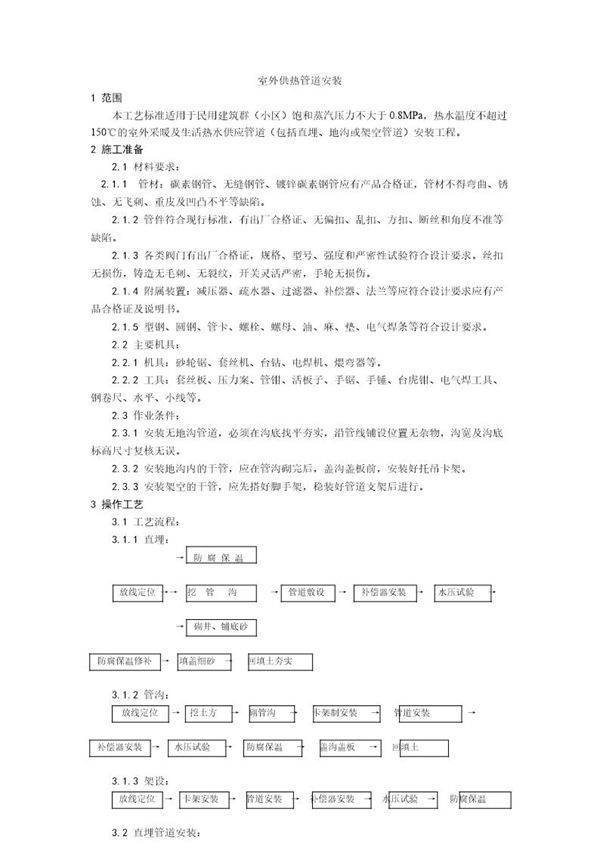 室外供热管道安装工艺