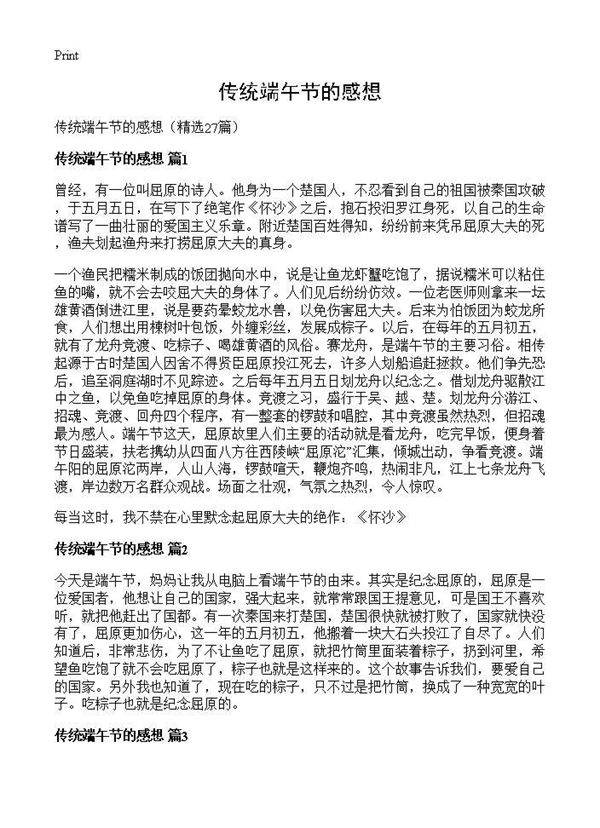 传统端午节的感想27篇