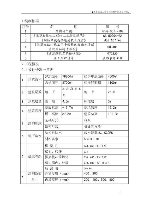 集泰花园工程主体结构钢筋施工方案