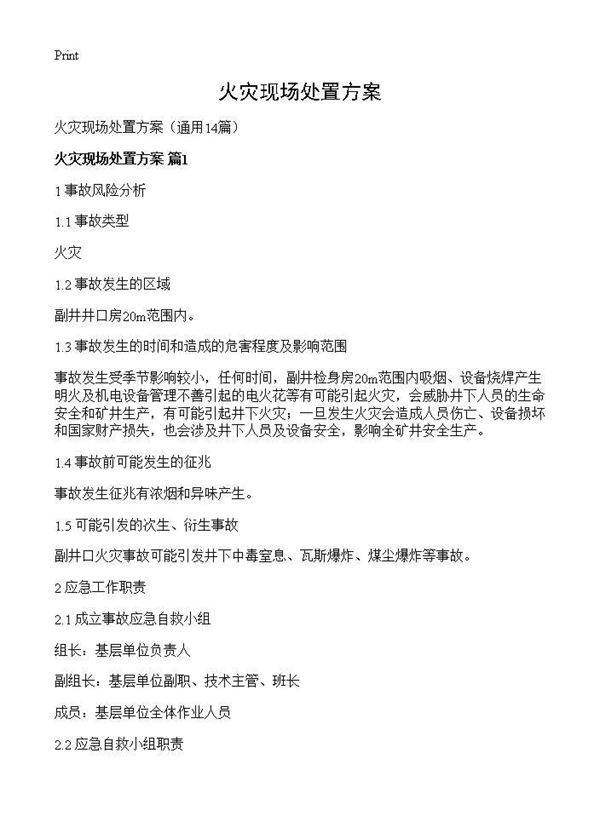 火灾现场处置方案14篇