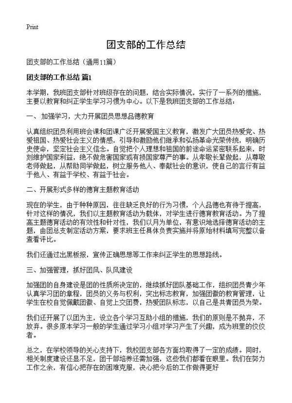 团支部的工作总结11篇