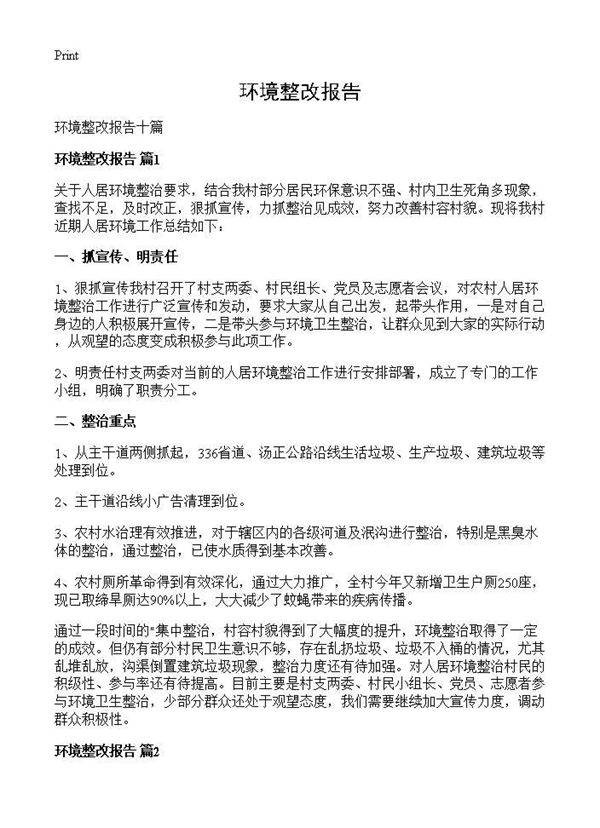 环境整改报告