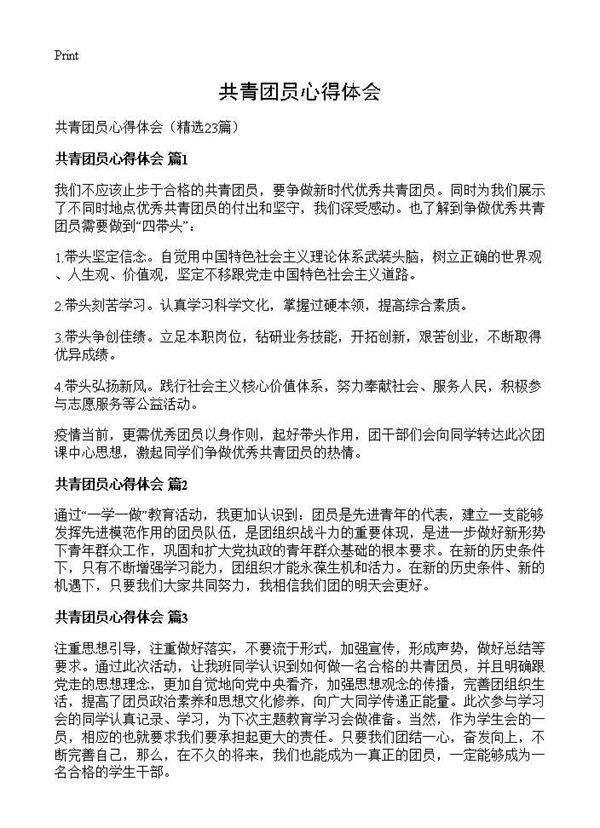 共青团员心得体会23篇