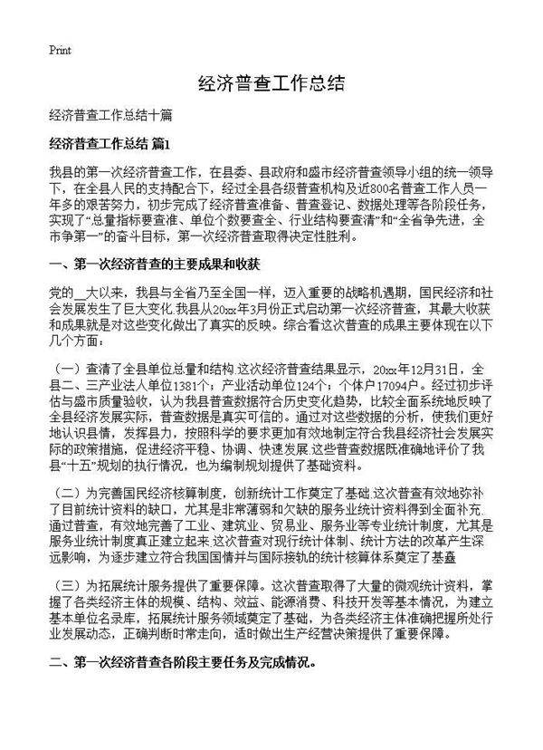 经济普查工作总结