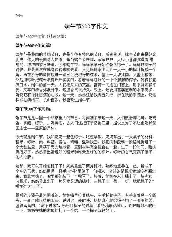 端午节500字作文23篇