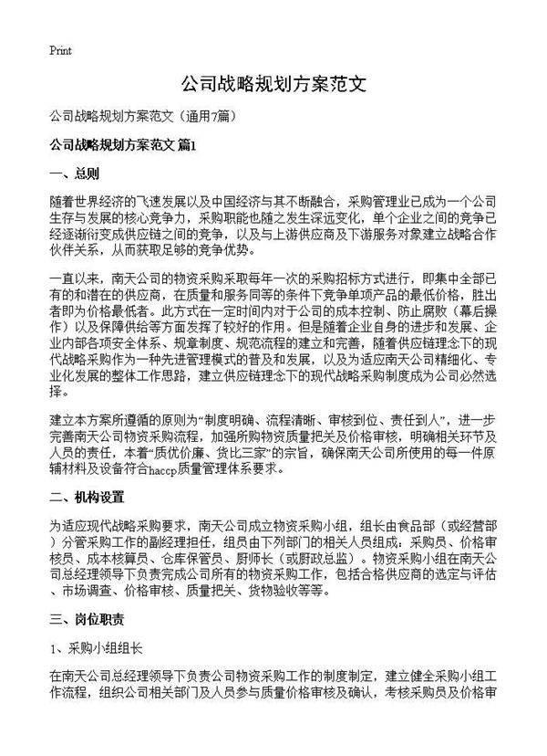 公司战略规划方案范文7篇